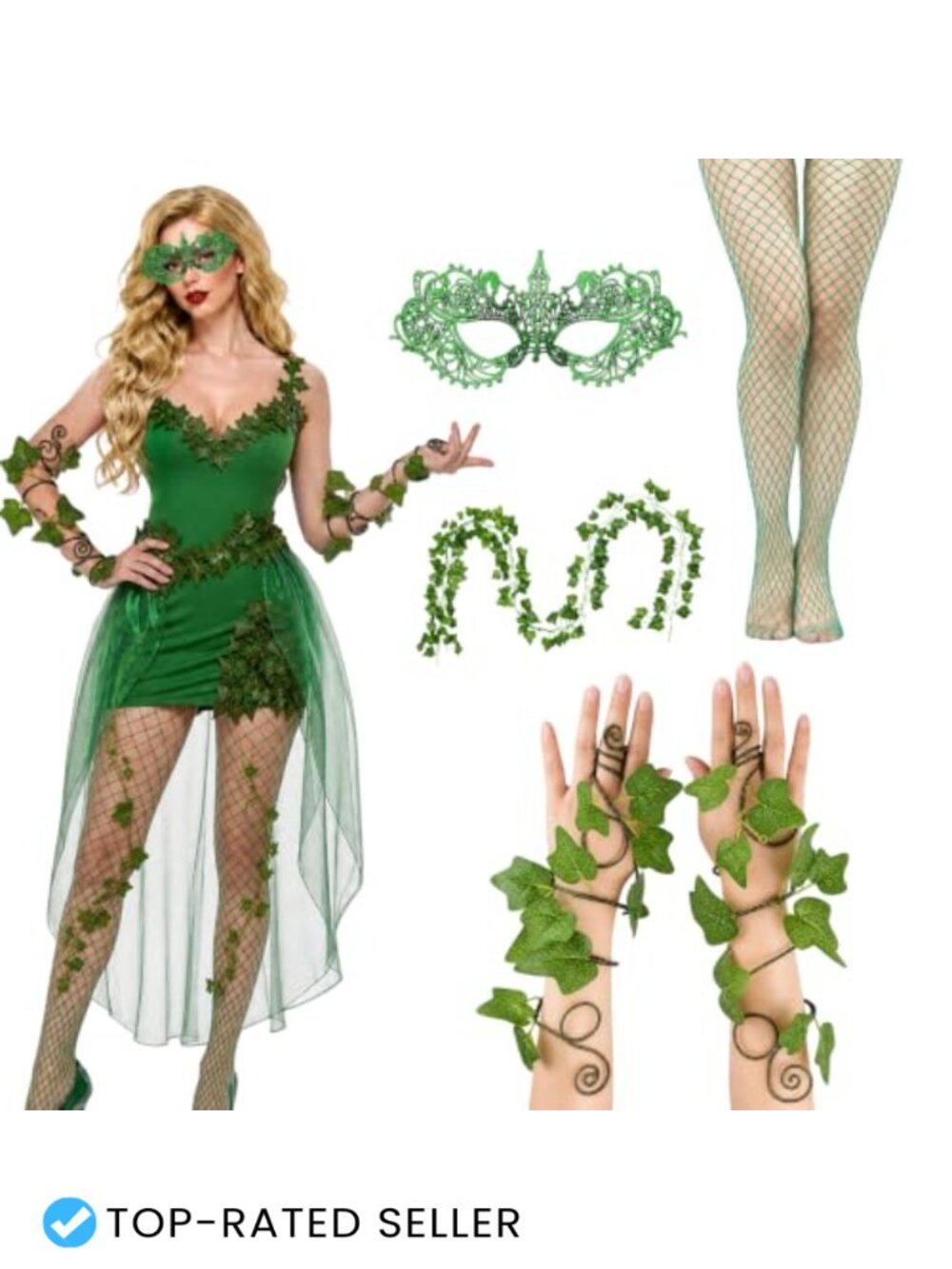 Ivy Costume Accessories Set 5-Piece Mask Armband Leg Wraps Cosplay Dress Up